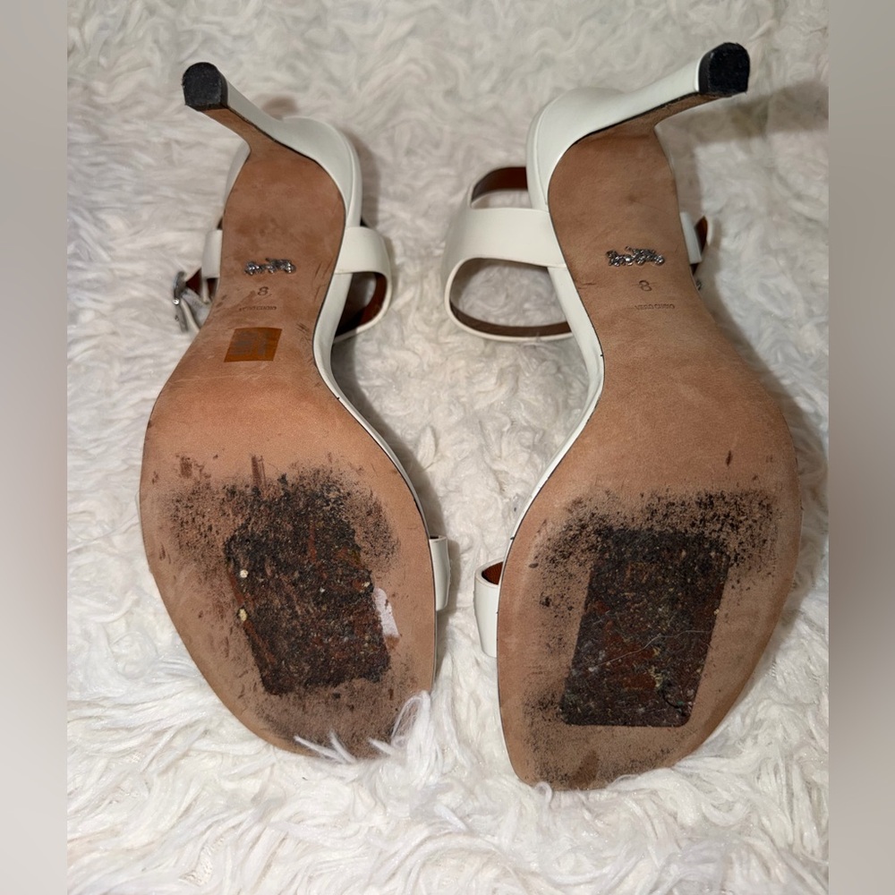 Coach "Bonnie" Slingback Patent Leather White Heeled Sandal sz 8 - Picture 10 of 14